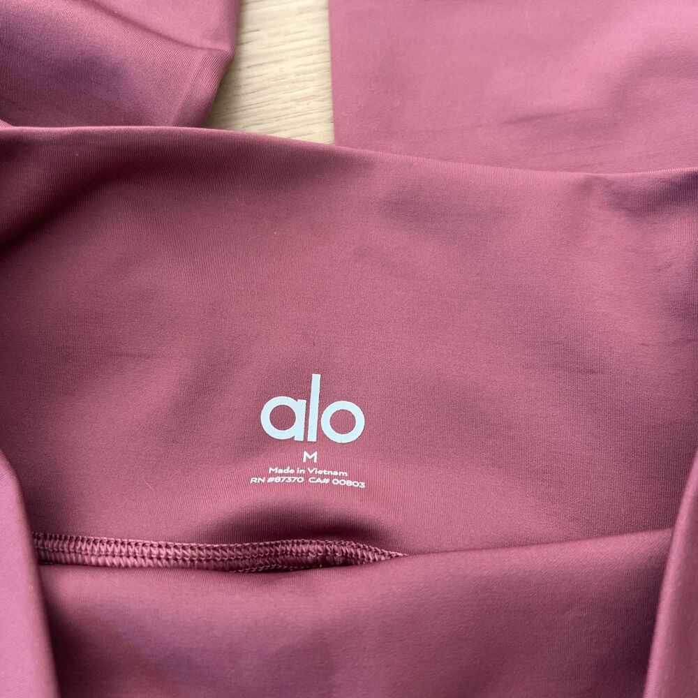 Alo Yoga High Waisted Leggings Pants Womens Medium Rose Mauve Gym Full Length